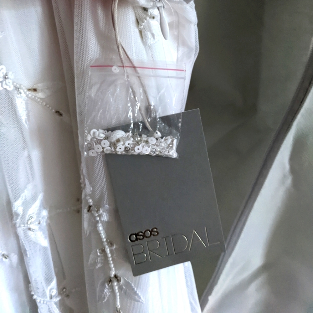 ASOS Edition Bridal Dress NWT White Embroidered, Beaded US size 8 - Picture 7 of 12